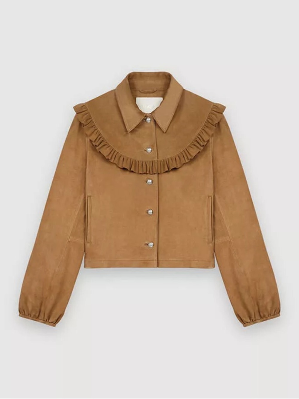Maje Bendrie Ruffle-trimmed Suede Jacket sz. 36